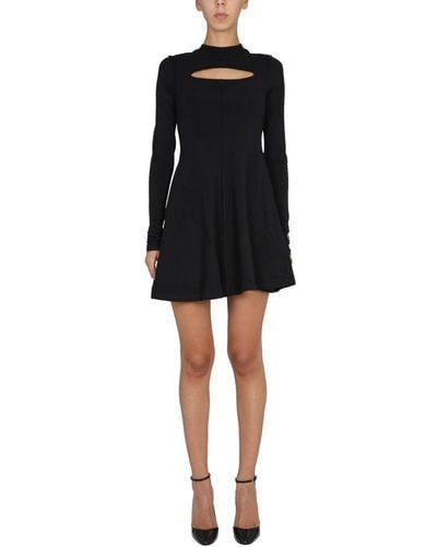 Versace Cut-out Long Sleeved Dress - Black