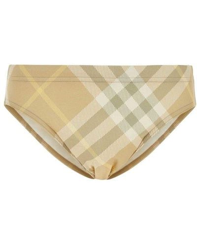 Burberry Vintage Chequered Elasticated Waist Swim Trunks - Natural