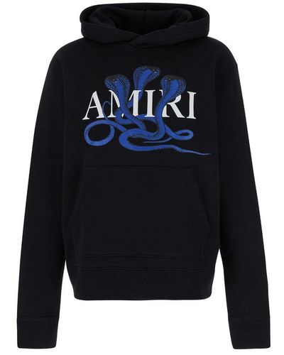 Amiri Snake Logo Printed Hoodie - Blue