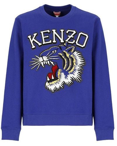 KENZO Tiger Embroidered Crewneck Sweatshirt - Blue