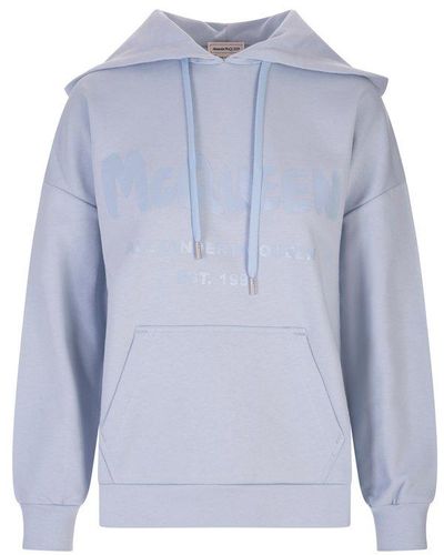 Alexander McQueen Light Mcqueen Graffiti Hoodie - Blue