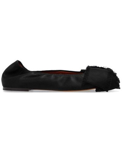 Lanvin Bow Detailed Ballet Flats - Black