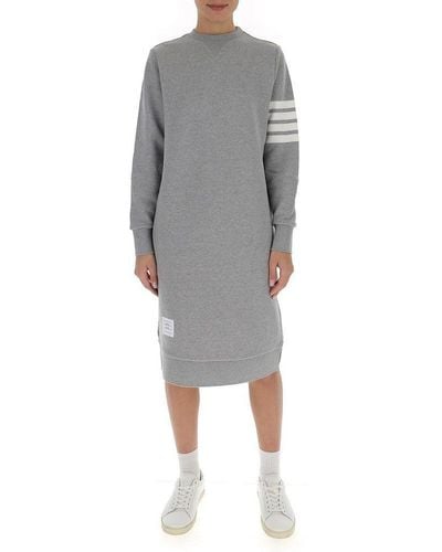 Thom Browne 4-bar Sleeve Sweatshirt Dress - Grey
