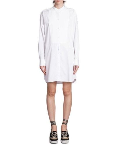 Stella McCartney Plastron Long-sleeved Shirt Dress - White