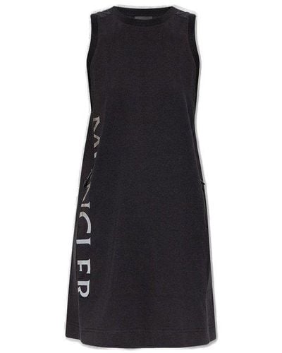 Moncler Logo Printed Sleeveless Mini Dress - Black
