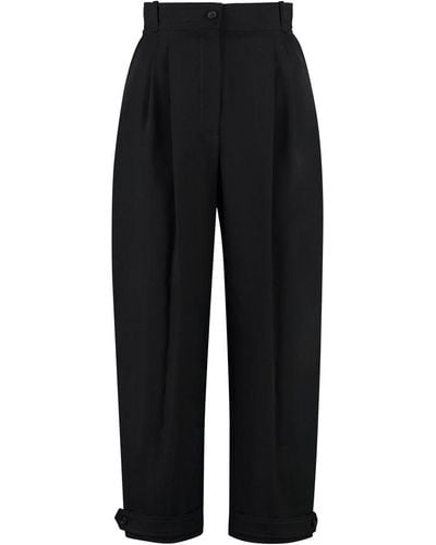 Alexander McQueen Cropped Tapered Trousers - Black