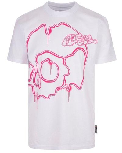 Philipp Plein Dripping Skull Crewneck T-shirt - White