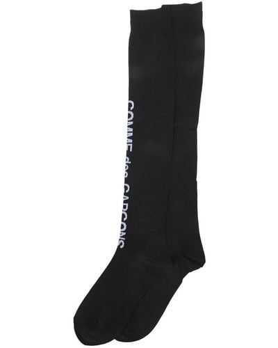 Comme des Garçons Logo Jacquard Knee-length Socks - Black