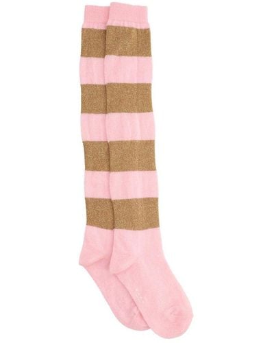 Marni Striped Metallic Thread Socks - Pink