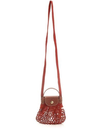 Longchamp Le Pliage Filet Strapped Mini Shoulder Bag - Red