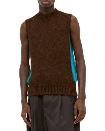 Jil Sander Mock-neck Sleeveless Knitted Vest - Brown