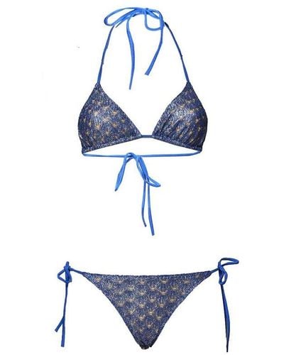 Missoni Lace-effect Halterneck Bikini - Blue