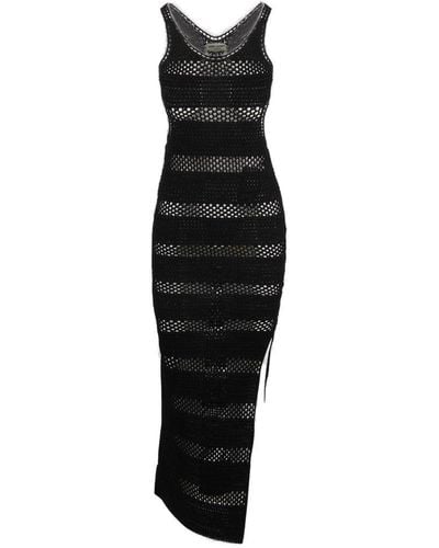Saint Laurent Crochet Cut Out Dress - Black