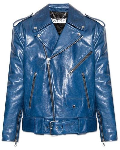 JW Anderson Oversize Leather Jacket - Blue