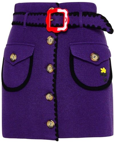 Cormio Helga 3.0 Belted Knit Mini Skirt - Purple
