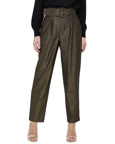 Atos Lombardini Glitter-effect Belted Trousers - Black