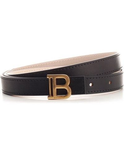 Balmain B Logo Plaque Buckle Belt - Black