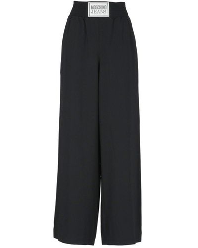 Moschino Jeans Logo Patch Wide-leg Trousers - Black