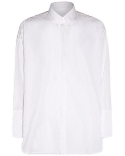 Ami Paris Paris Poplin Texture Long-sleeved Buttoned Shirt - White