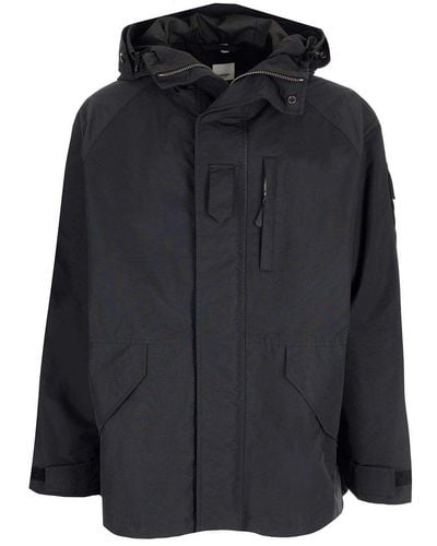 Burberry Parka With Equestrian Knight Print - Black