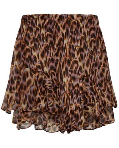 Isabel Marant Sornel Patterned High-waist Chiffon Shorts - Brown