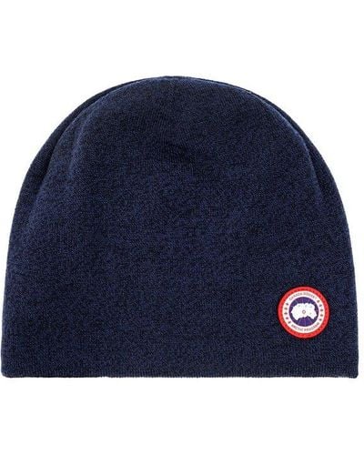 Canada Goose Wool Beanie With Logo, - Blue