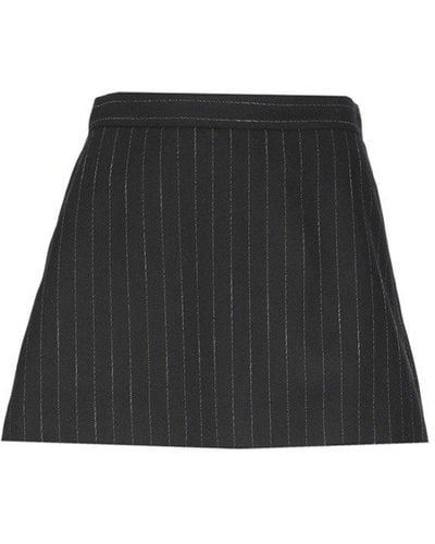 MSGM Stripe-printed Mid-rise Shorts - Black