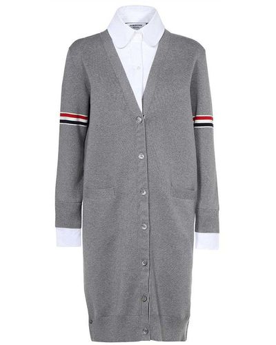 Thom Browne Rwb Label Mini Shirt Dress - Grey