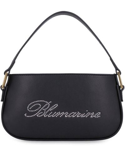 Blumarine Logo Rhinestone Embellished Shoulder Bag - Blue
