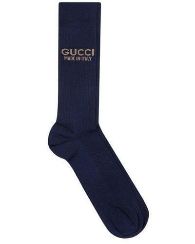 Gucci Jacquard Knit Socks - Blue
