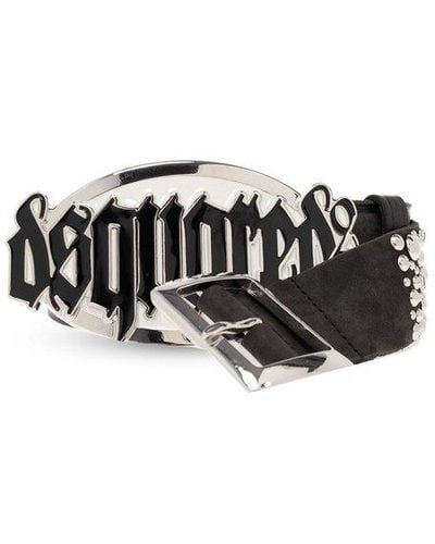 DSquared² Leather Belt With Logo - Black