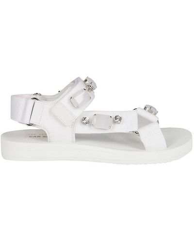 Car Shoe Crystal-embellished Strapped Sandals - White