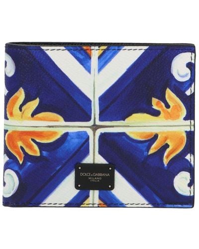 Dolce & Gabbana Maiolica Print Bi-fold Wallet - Blue