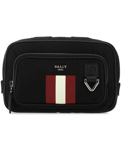 Bally Logo Stripe Zipped Shoulder Bag - Black
