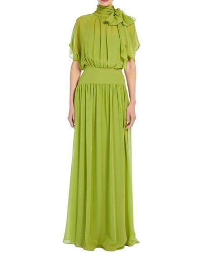 Max Mara Studio Bow-detailed Short-sleeved Dress - Green