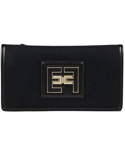 Elisabetta Franchi Logo Plaque Zipped Wallet - Black