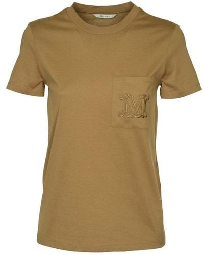 Max Mara Logo Embroidered Crewneck T-shirt - Green