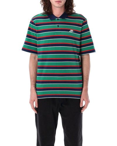 Nike Club Striped Polo Shirt - Green
