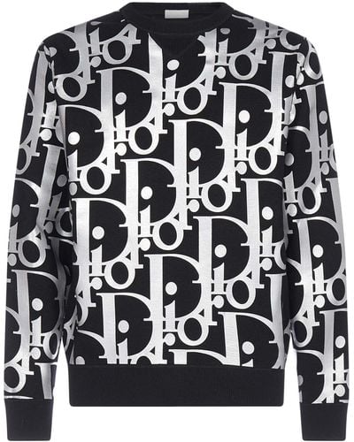 Dior Oversized Reflective Oblique Sweater - Black