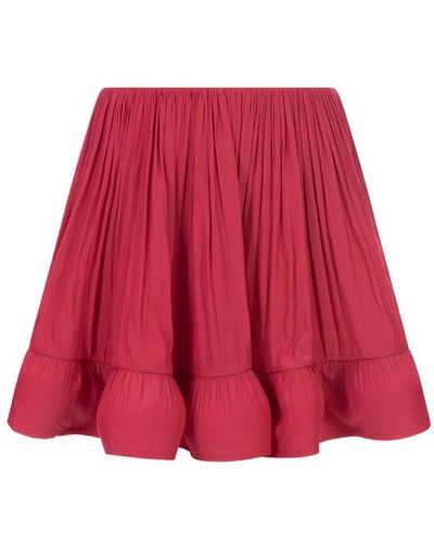 Lanvin Watermelon Charmeuse Skirt With Ruffles - Red