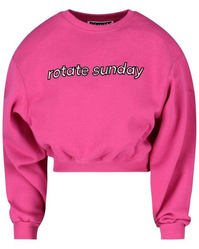 ROTATE BIRGER CHRISTENSEN Logo Embroidered Cropped Sweatshirt - Pink