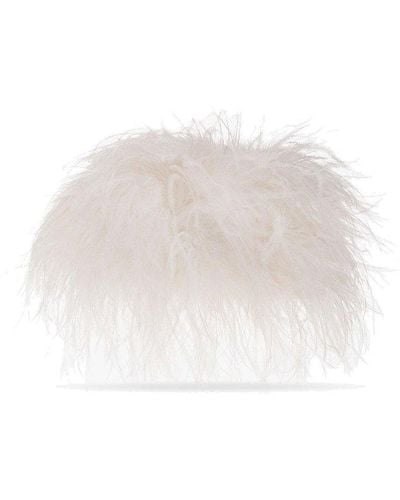 The Attico Midnight Feathers Clutch Bag - White