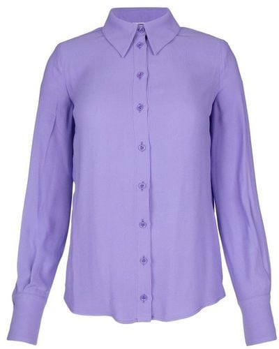 Elisabetta Franchi Logo Printed Long Sleeved Blouse - Purple
