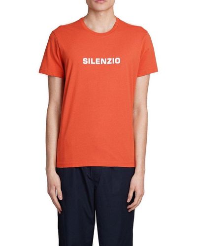 Aspesi Silenzio Printed Crewneck T-shirt - Orange