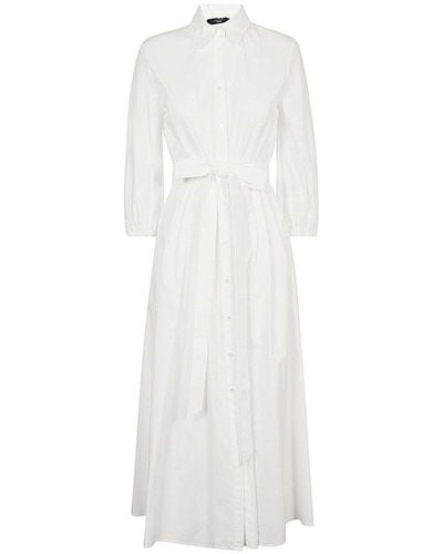 Weekend by Maxmara Buttoned Belted Shirt Dress - White