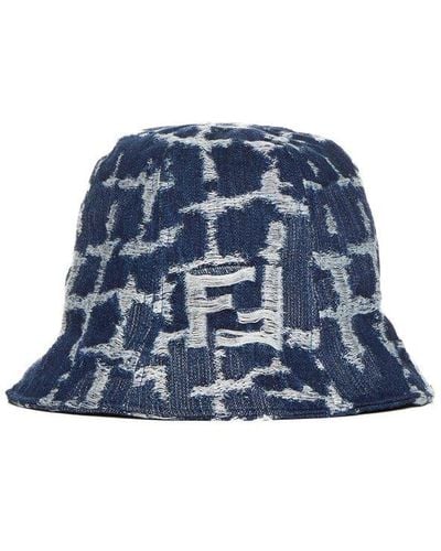 Fendi Ff Denim Bucket Hat - Blue