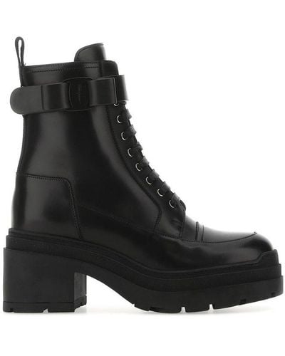 Ferragamo Vara Bow Ankle Boots - Black