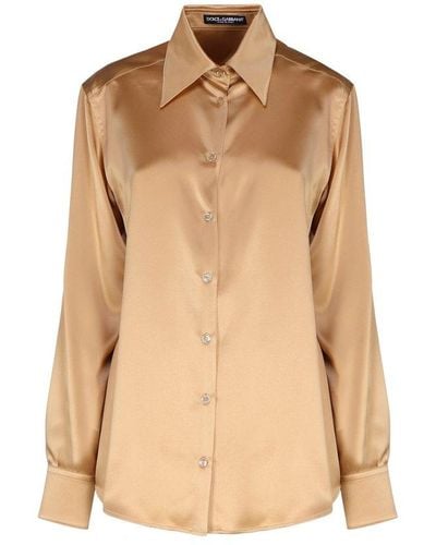 Dolce & Gabbana Buttoned Satin Shirt - Natural