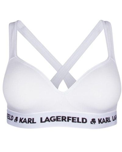 Karl Lagerfeld Logo Detailed Sleeveless Bra - White