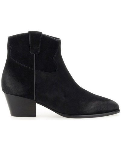 Ash Houston Pointed Toe Ankle Boots - Black